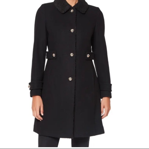 Kate Spade Wool Blend Coat with Faux Shearling Trim Collar. Size Medium, NWOT